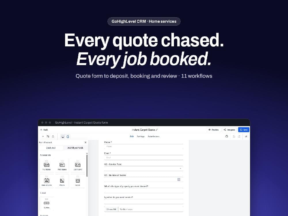 From quote request to paid job, with nobody chasing cover